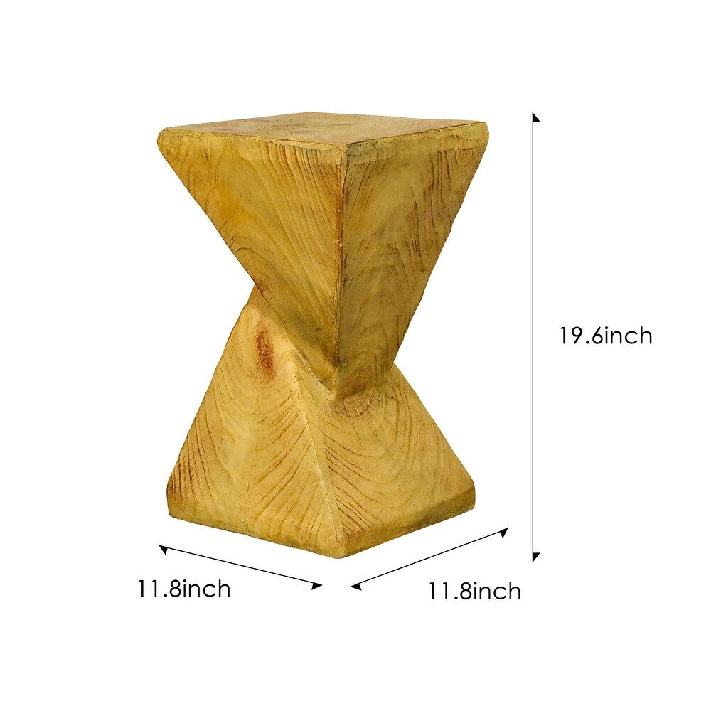 Skulpturaler Sanduhr-Beistelltisch aus beton mit Holzoptik